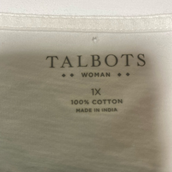 TALBOTS 100% COTTON EMBELLISHED TUNIC - SIZE 1X - FLAW SEE LAST PHOTO - Picture 2 of 7